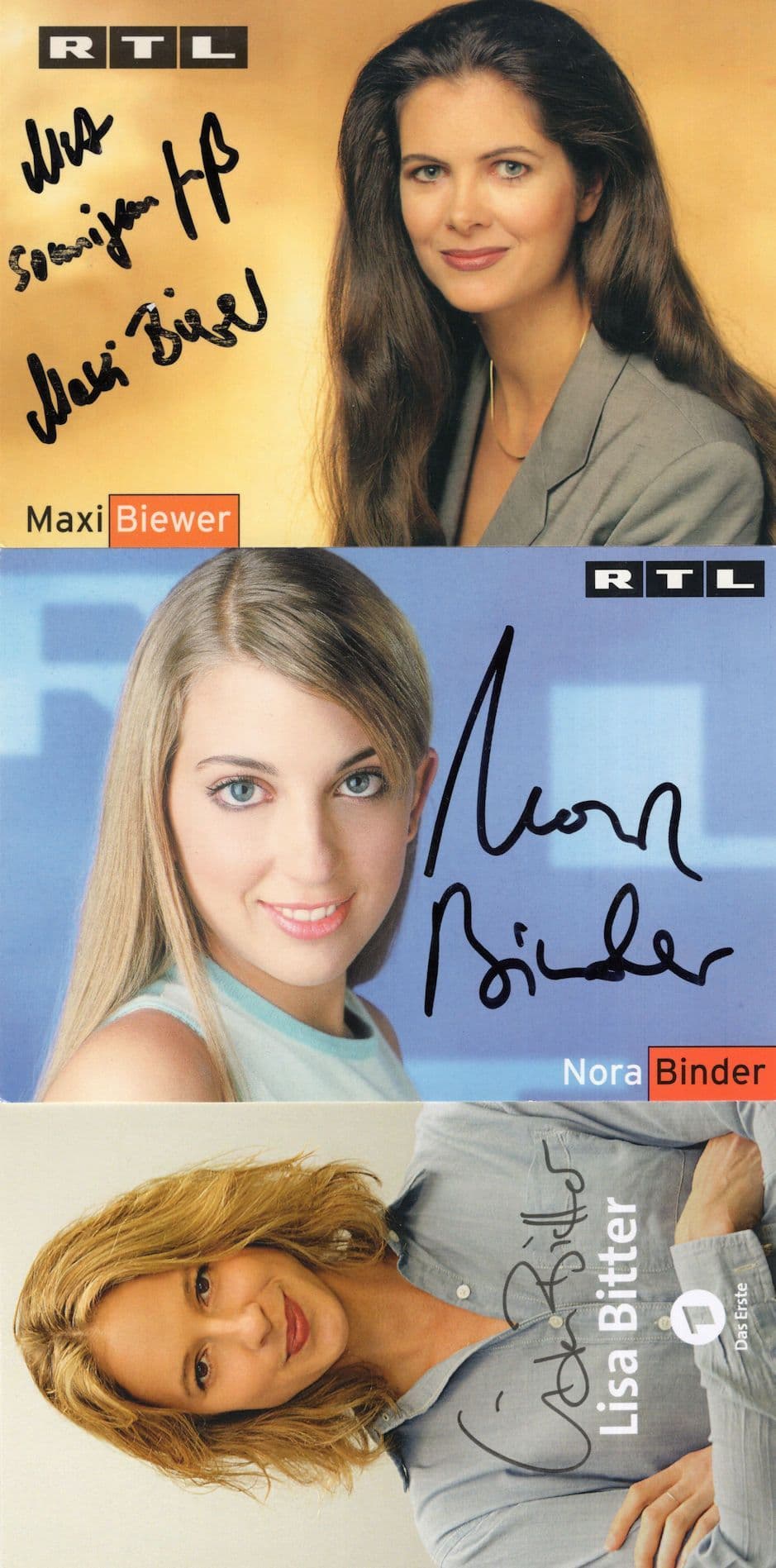 Nora Binder Lisa Bitter Maxi Biewer 3x German TV Presenter Hand Signed Photo s