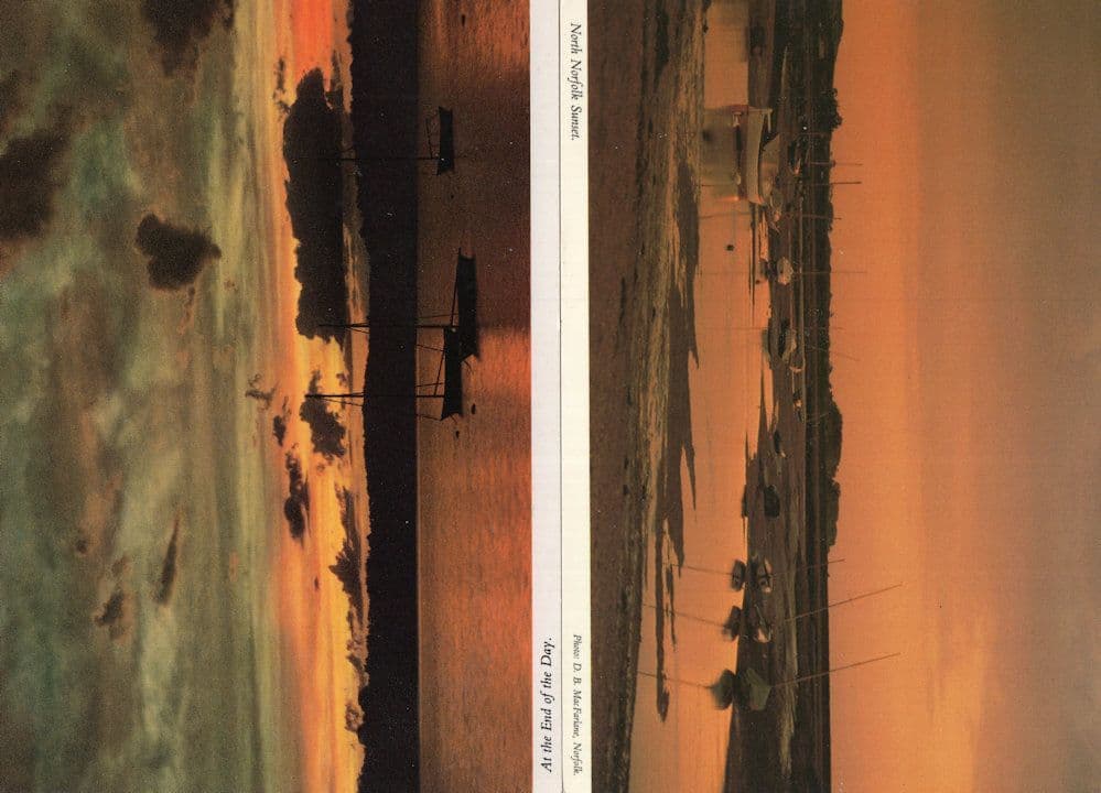 Norfolk Golden Sunset Over Boats 2x 1980s Postcard s