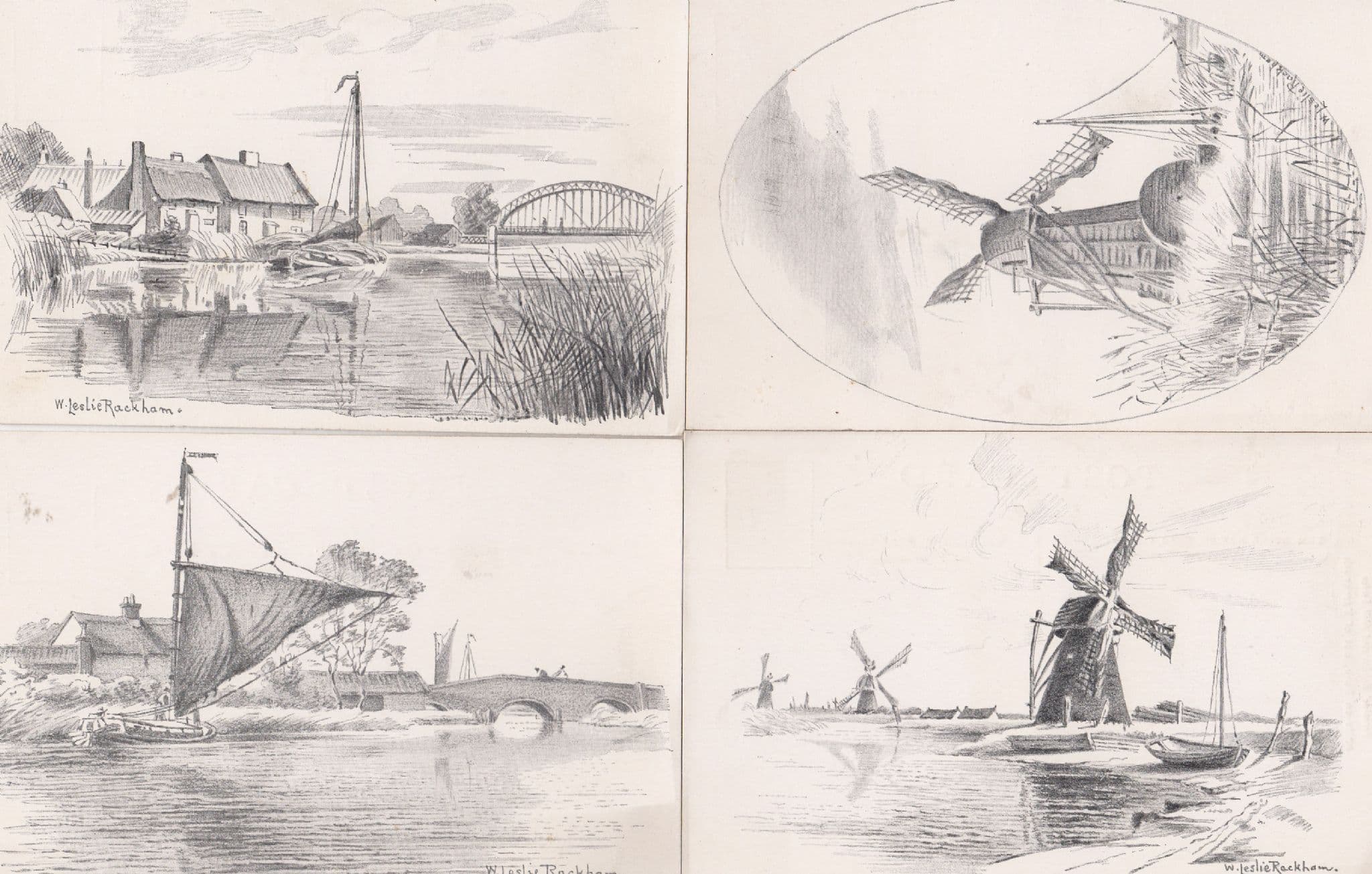 Norfolk Rackham Jarrolds 5x Antique Drawing Postcard s