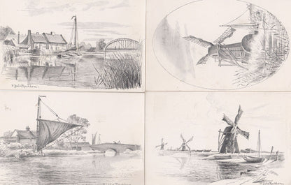 Norfolk Rackham Jarrolds 5x Antique Drawing Postcard s