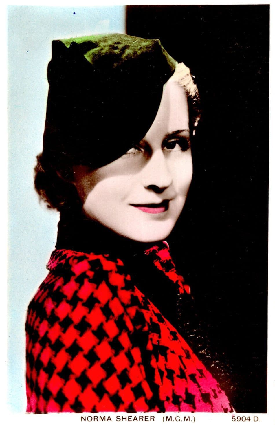 Norma Shearer Hand Coloured Sepia Old Real Photo Postcard