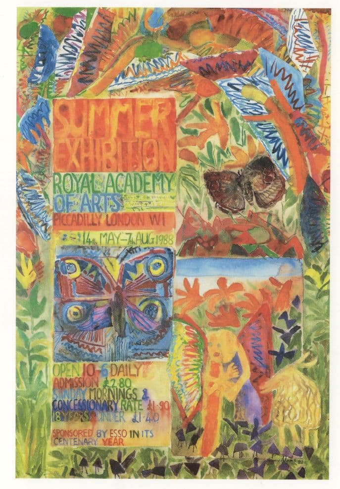 Norman Adams Butterfly Elephant Painting 1988 Exhibition Postcard