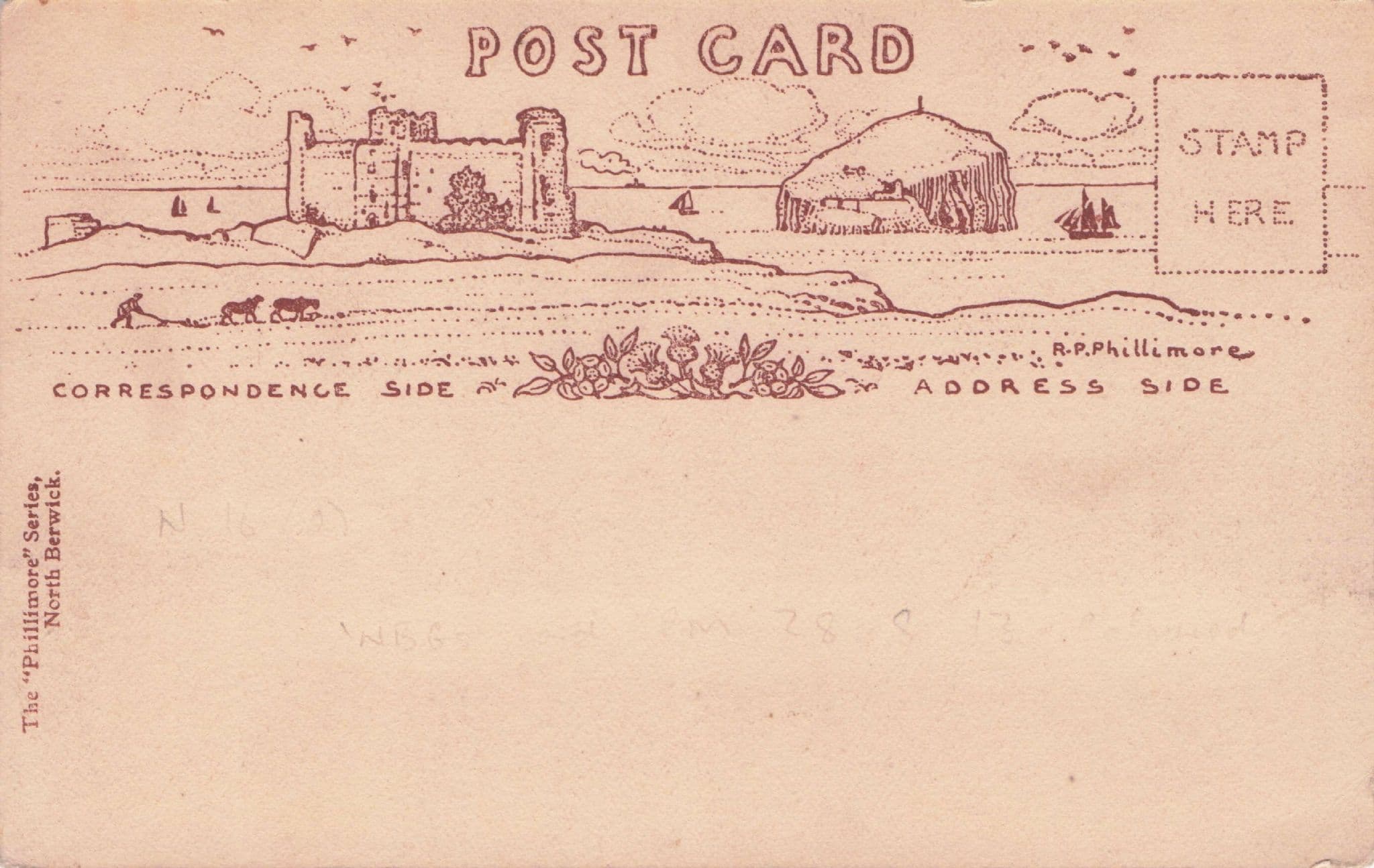 Norman Clark North Berwick Rescue Ship Antique Postcard & Art Reverse