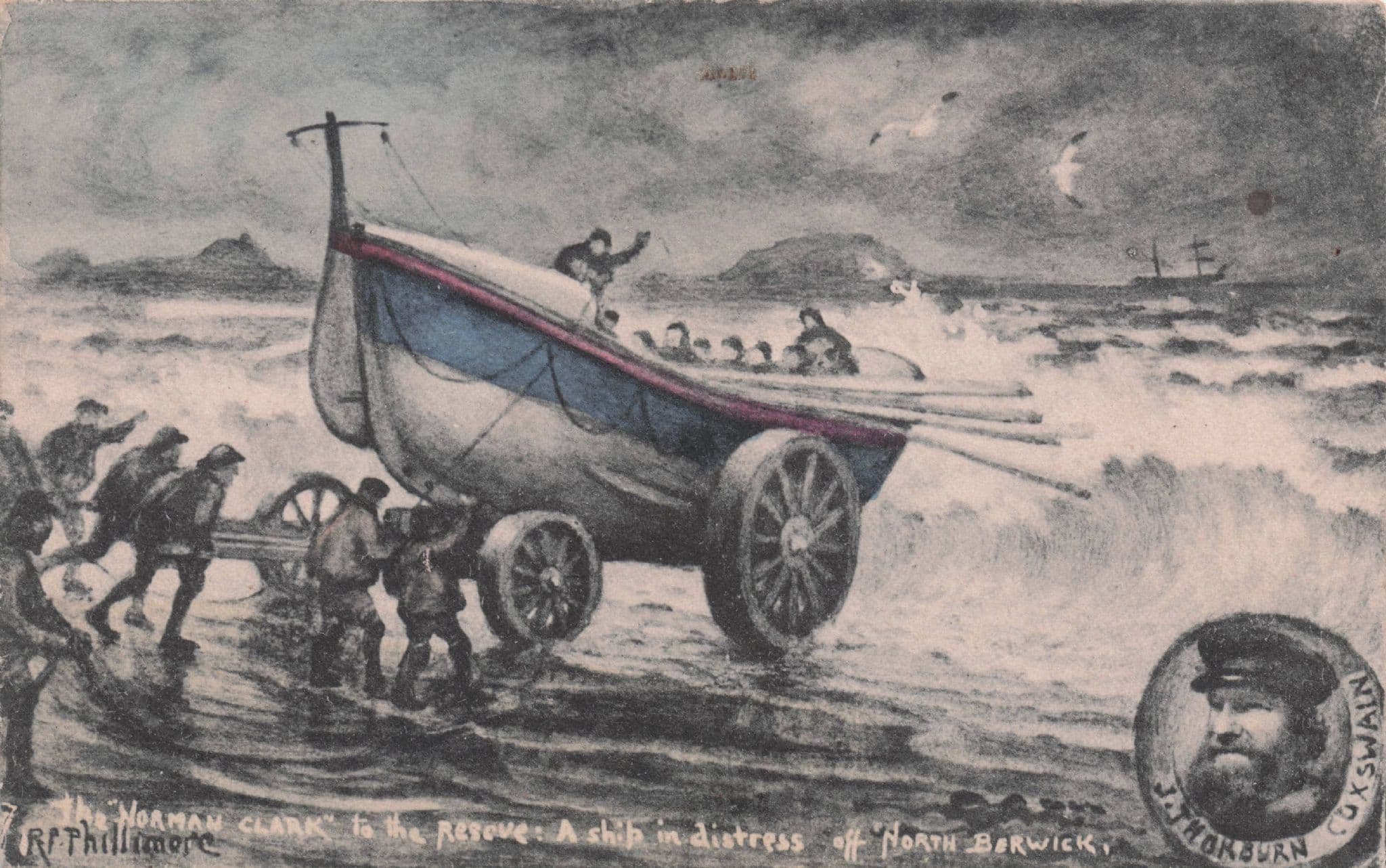 Norman Clark North Berwick Ship Rescue Coxswain Phillimore Old Postcard