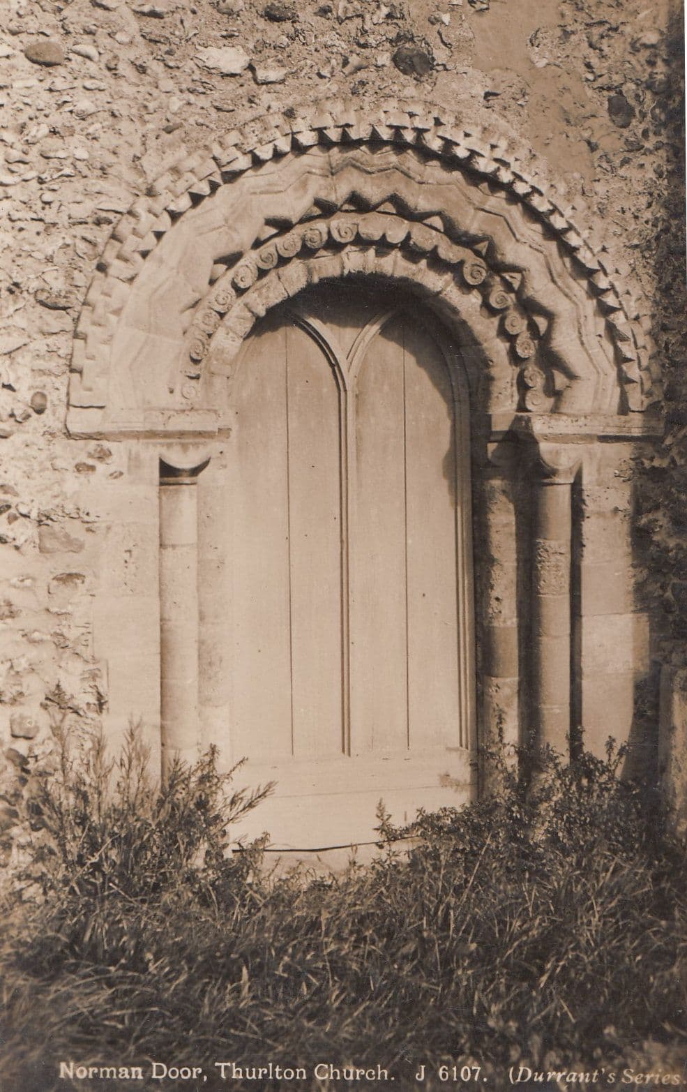 Norman Door at Thurlton Church Suffolk Old Real Photo Postcard