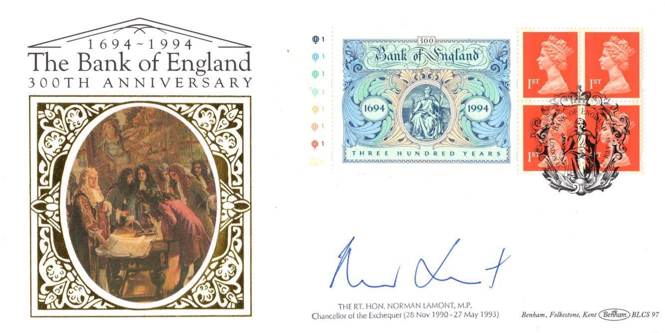 Norman Lamont Chancellor Of The Exchequer Bank Of England Hand Signed FDC