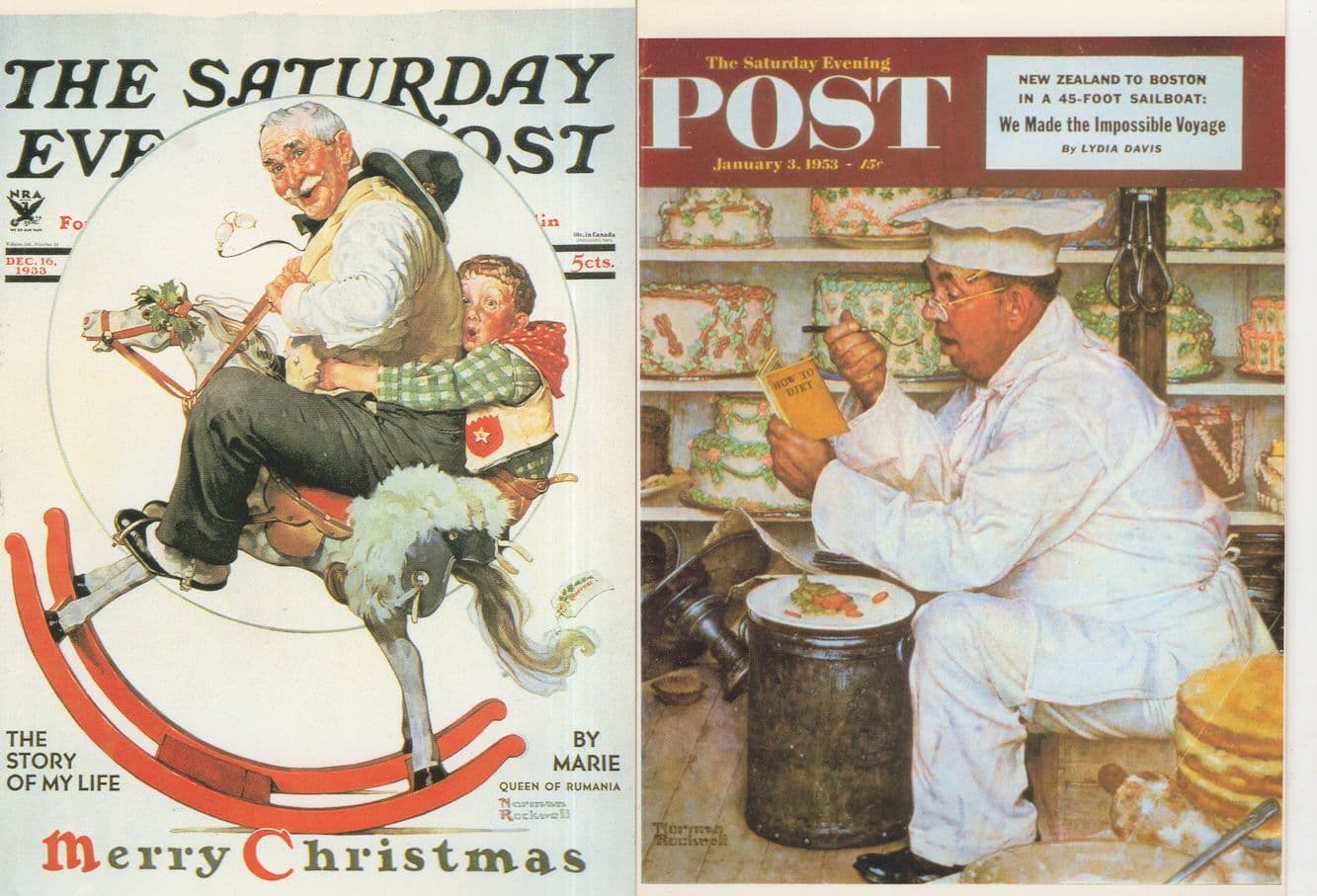 Norman Rockwell How To Diet Rocking House 2x Postcard s