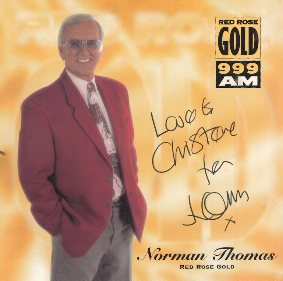 Norman Thomas Red Rose Gold Liverpool Radio Hand Signed CD Shape Photo