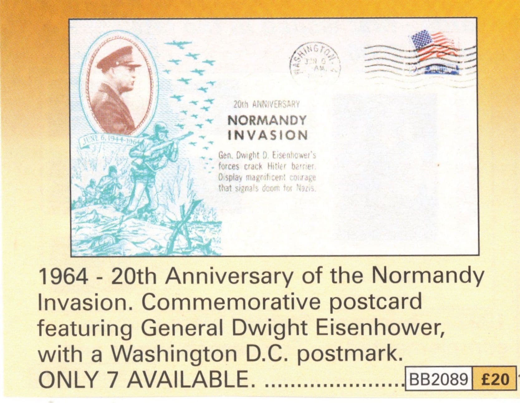 Normandy Invasion Dwight Eisenhower At Hitler 's Barrier RARE LTD TO 7 FDC