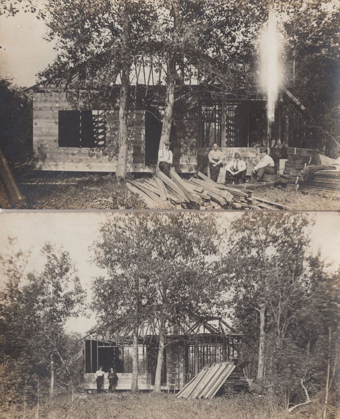 North America Home Under Construction 2x Antique Postcard s