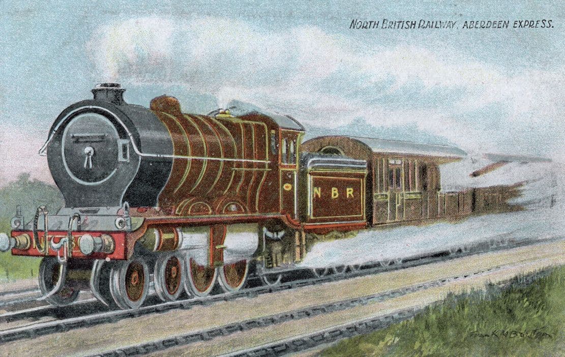North British Railway Aberdeen Express Train Old Postcard