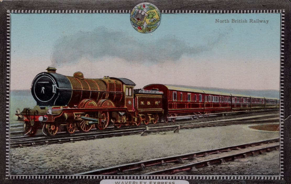 North British Railway Waverley Express Train Valentines Old Postcard