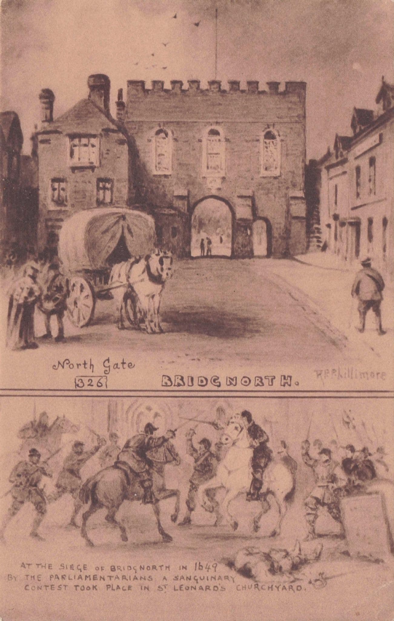North Gate Bridgnorth 1649 Siege Shropshire Phillimore Postcard