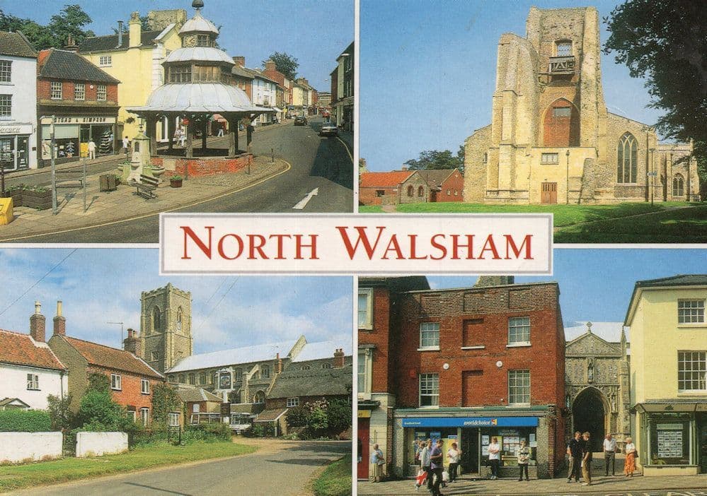 North Walsham Travel Agents Stead & Simpson Shoe Shop Norfolk Postcard