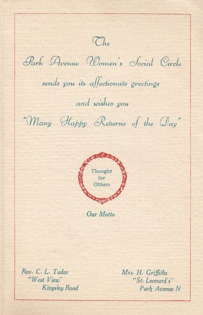 Northampton Methodist Church Womens Social Circle 1900s Good Morning Card