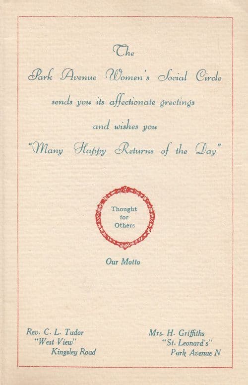 Northampton Methodist Church Womens Social Circle 1900s Good Morning Card