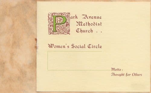 Northampton Methodist Church Womens Social Circle 1900s Remembrance Card