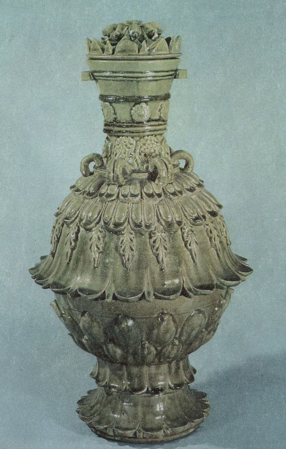 Northern Dynasties Chinese Celadon Vase Lotus Shape Postcard