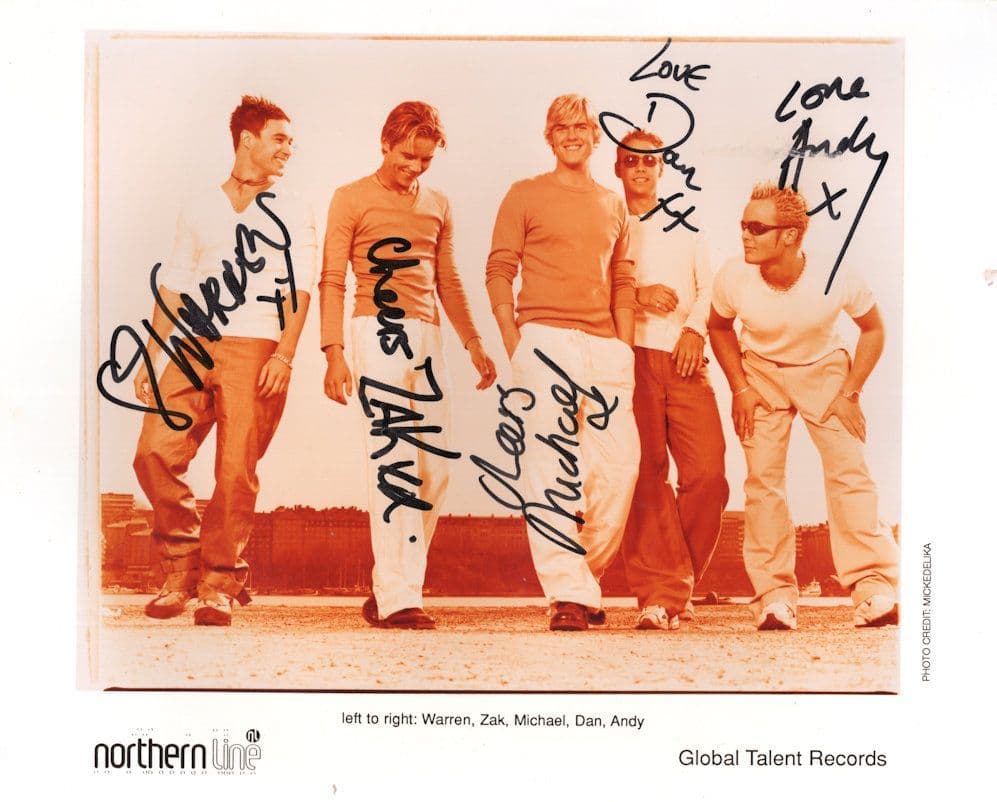 Northern Line 1990s Boy Band 10x8 FULLY 5x Hand Signed Photo
