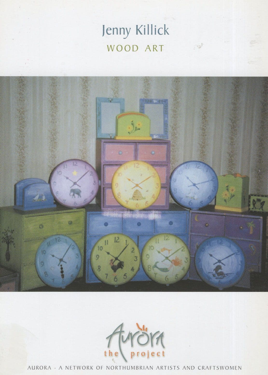 Northumberland Hand Painted Wooden Clocks Advertising Postcard
