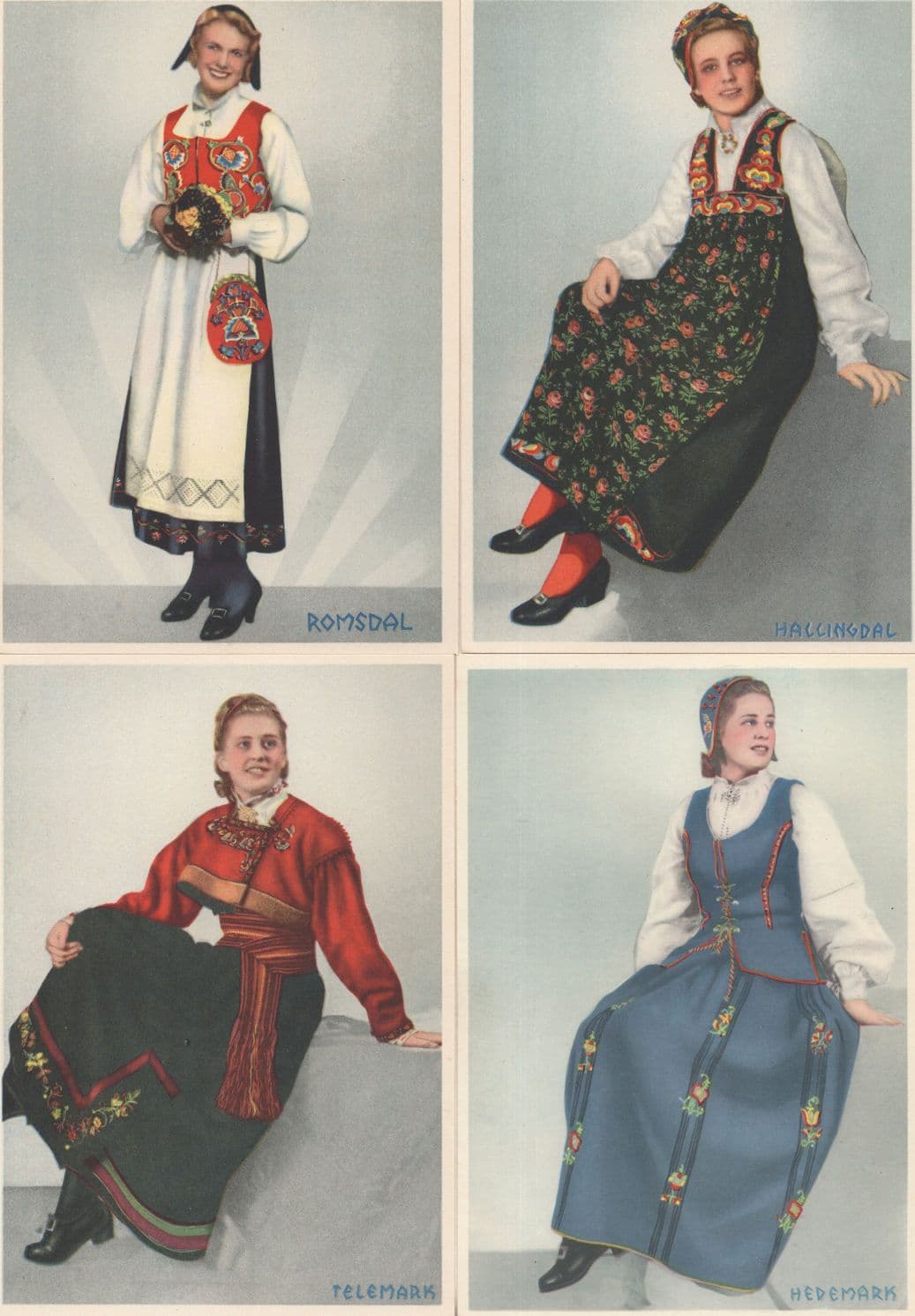 Norway Antique Collection of 10 Fashion Costume Postcard Set