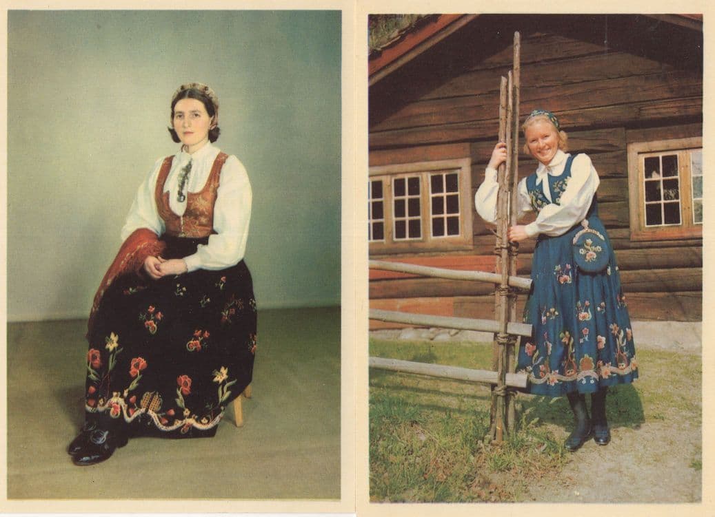 Norway Antique Collection of 10 Fashion Costume Postcard Set