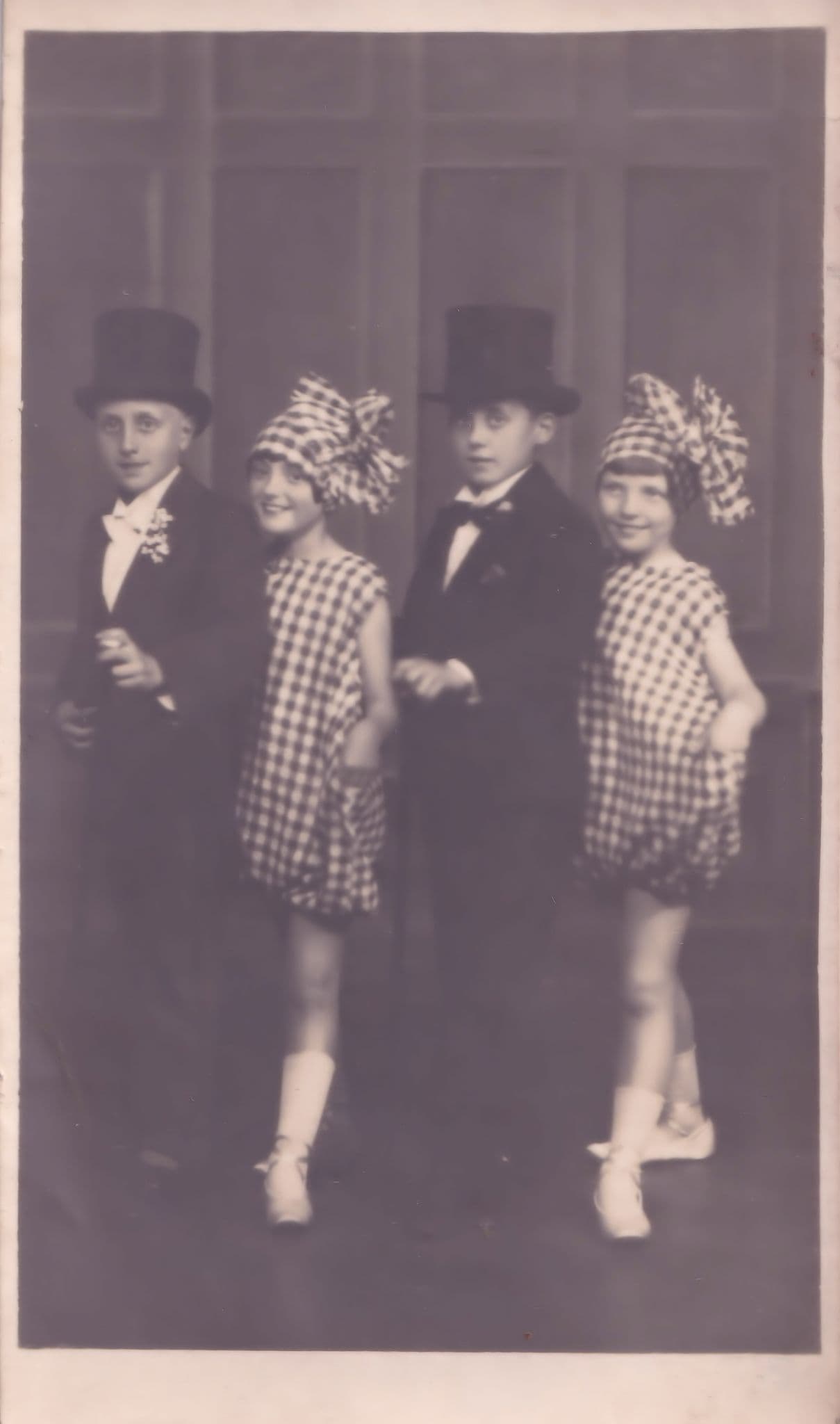 Norwich Children as Fred Astaire Top Hats Antique Norfolk Theatre Postcard