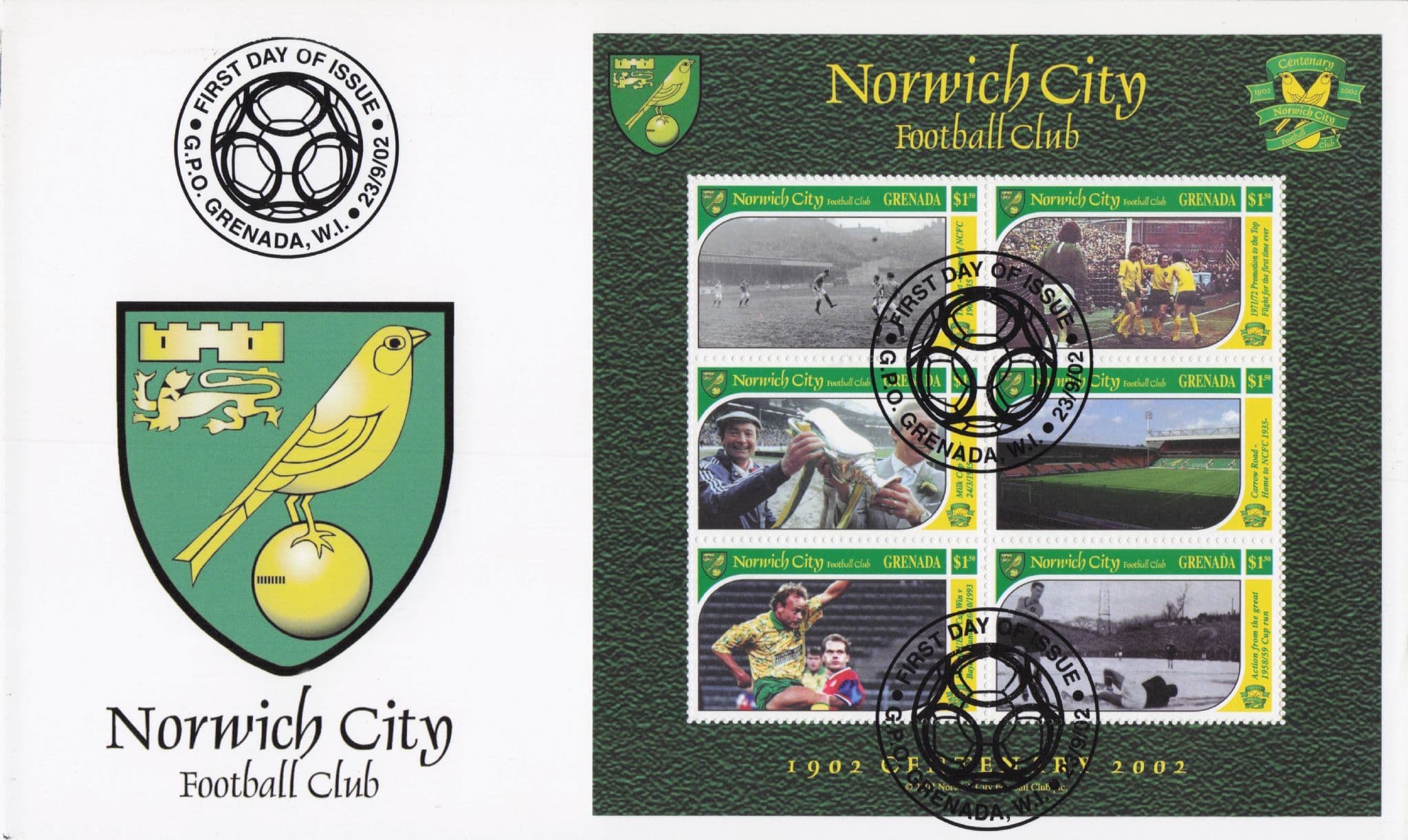 Norwich City Football Club Rare Stamp Set First Day Cover
