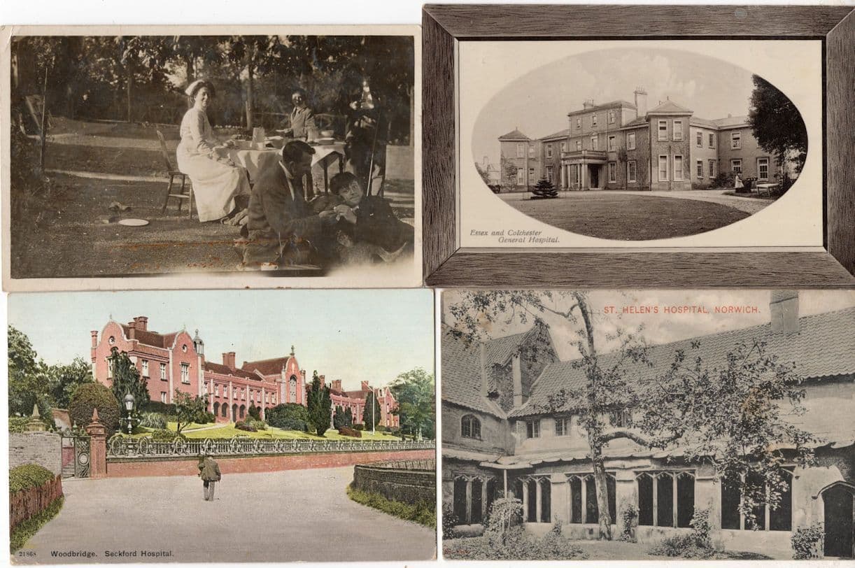 Norwich Colchester Woodbridge East Anglia Tea Party Nurse Hospital 4x Postcard s