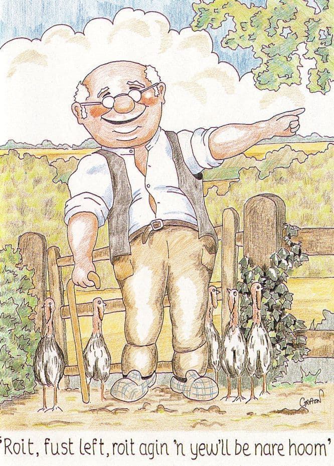 Norwich Farmer Accent Dialect Giving Directions Comic Norfolk Postcard