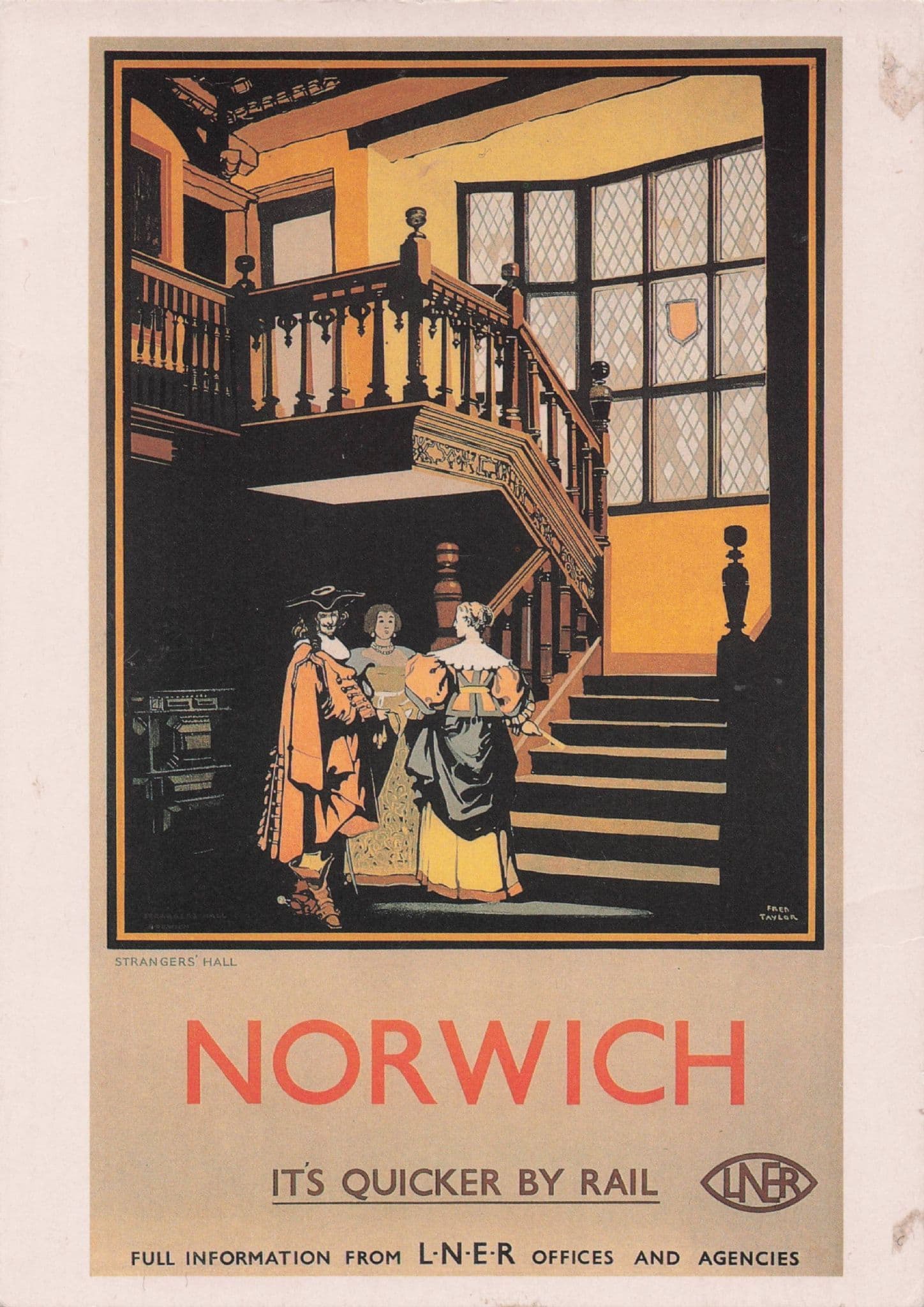Norwich It's Quicker By Rail LNER Travel Transport Postcard