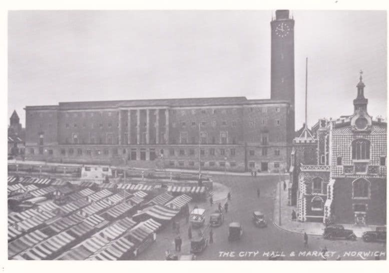 Norwich Market In WW2 Postcard