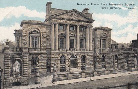 Norwich Union Life Insurance Building Antique Postcard