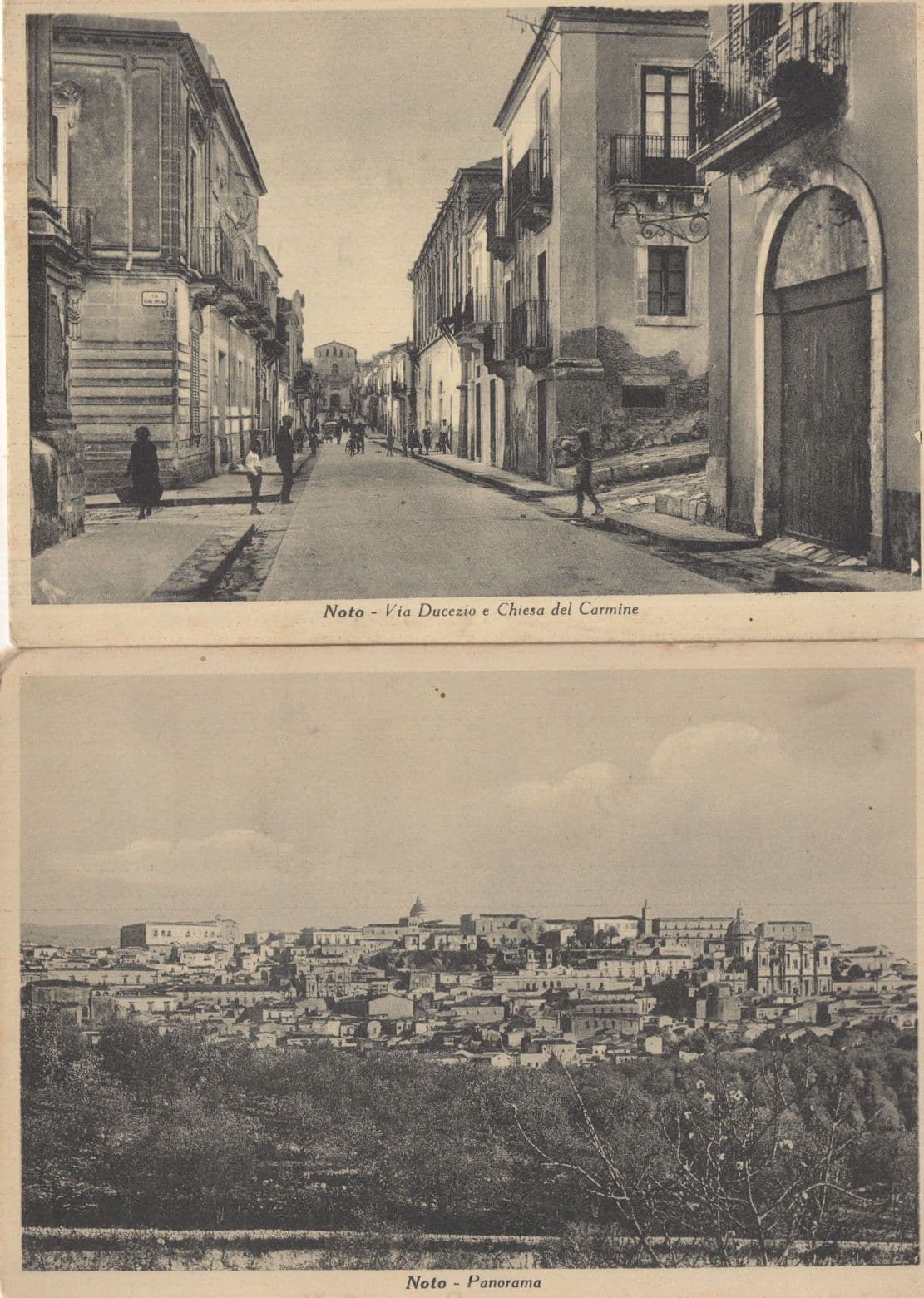 Noto Via Ducezio e Chiesa del Carmine Siracusa Italy Old 2x Postcard