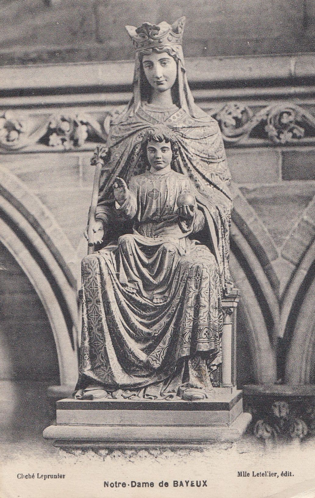 Notre Dame De Bayeux Statue French Religious Postcard
