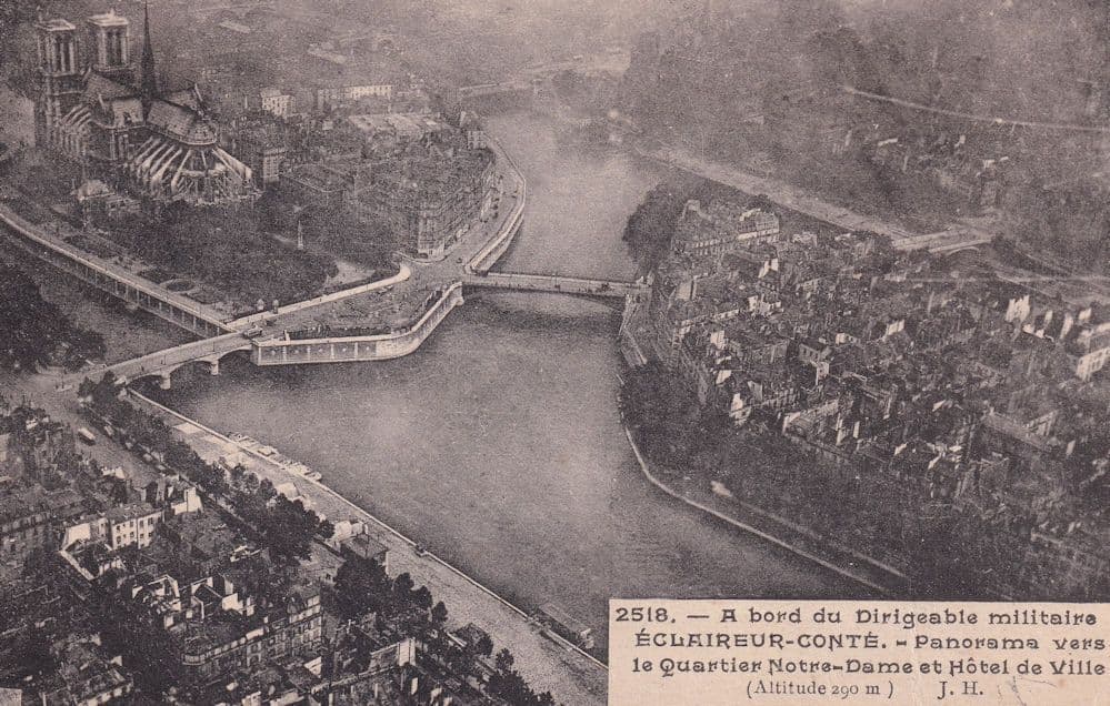 Notre Dame Hotel De Ville French Antique Aerial Postcard