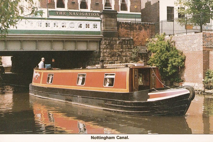 Nottingham Canal From Wilford Street Boat at Bridge Postcard