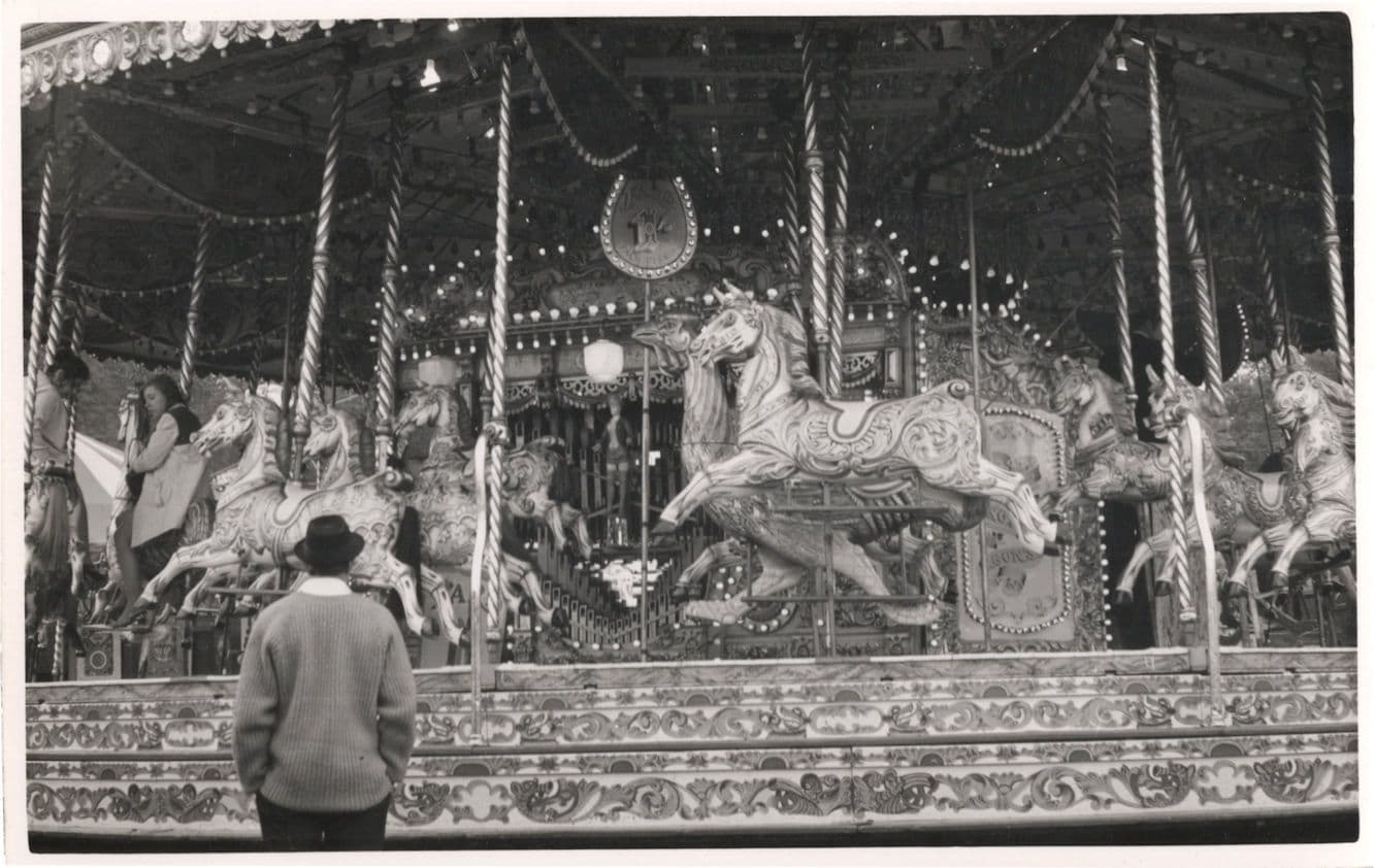Nottingham Fair Roundabout Carousel PB Postcard Photo
