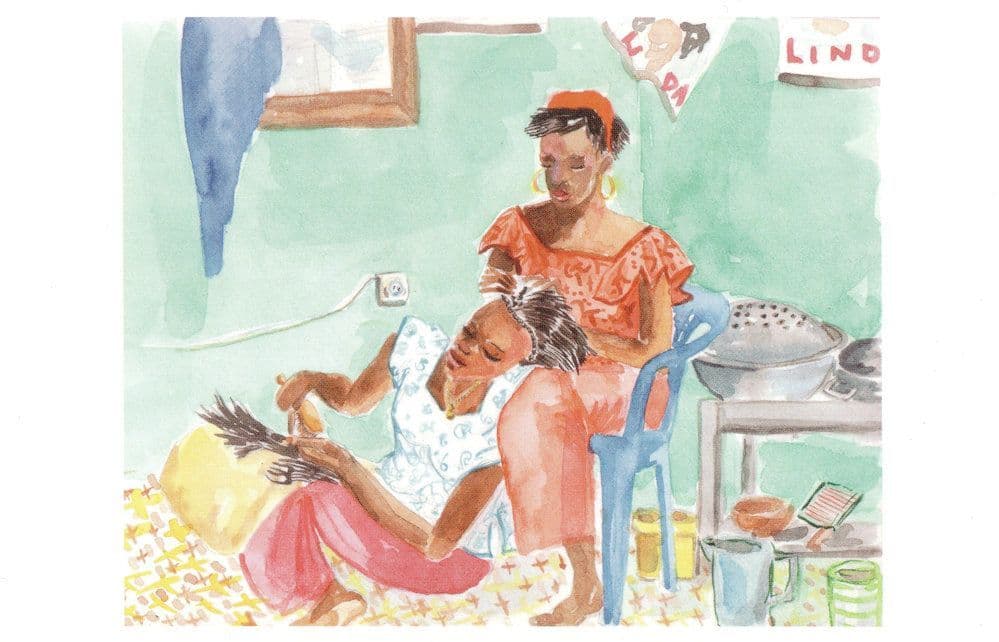 Nouakchott Market Mauritania Hairdresser Stunning Painting Postcard