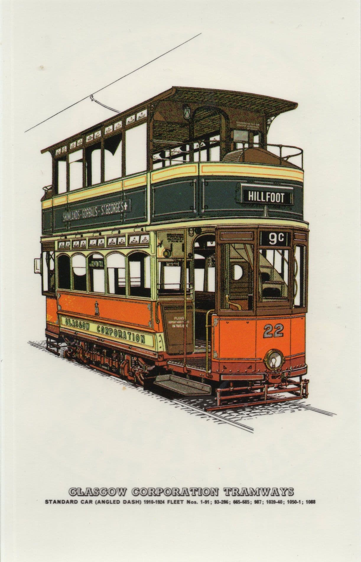 Number 9C Glasgow Bus To Hillfoot Corporation Tramways Postcard