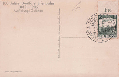 Nurnberg 100 Jahre Deutsche Eisenbahn German Train Antique Postcard
