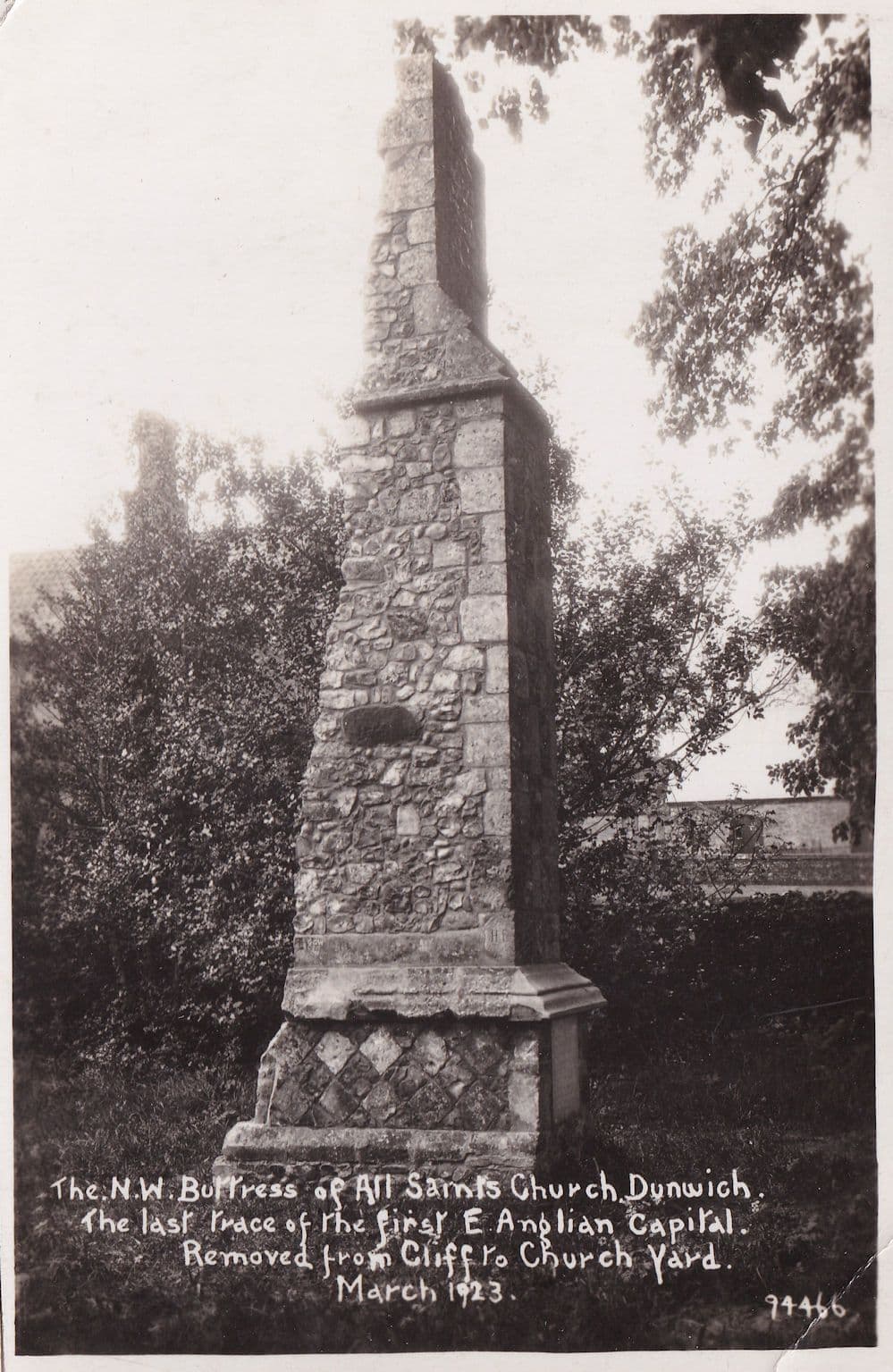 NW Buttress All Saints Church Dunwich Monument Postcard