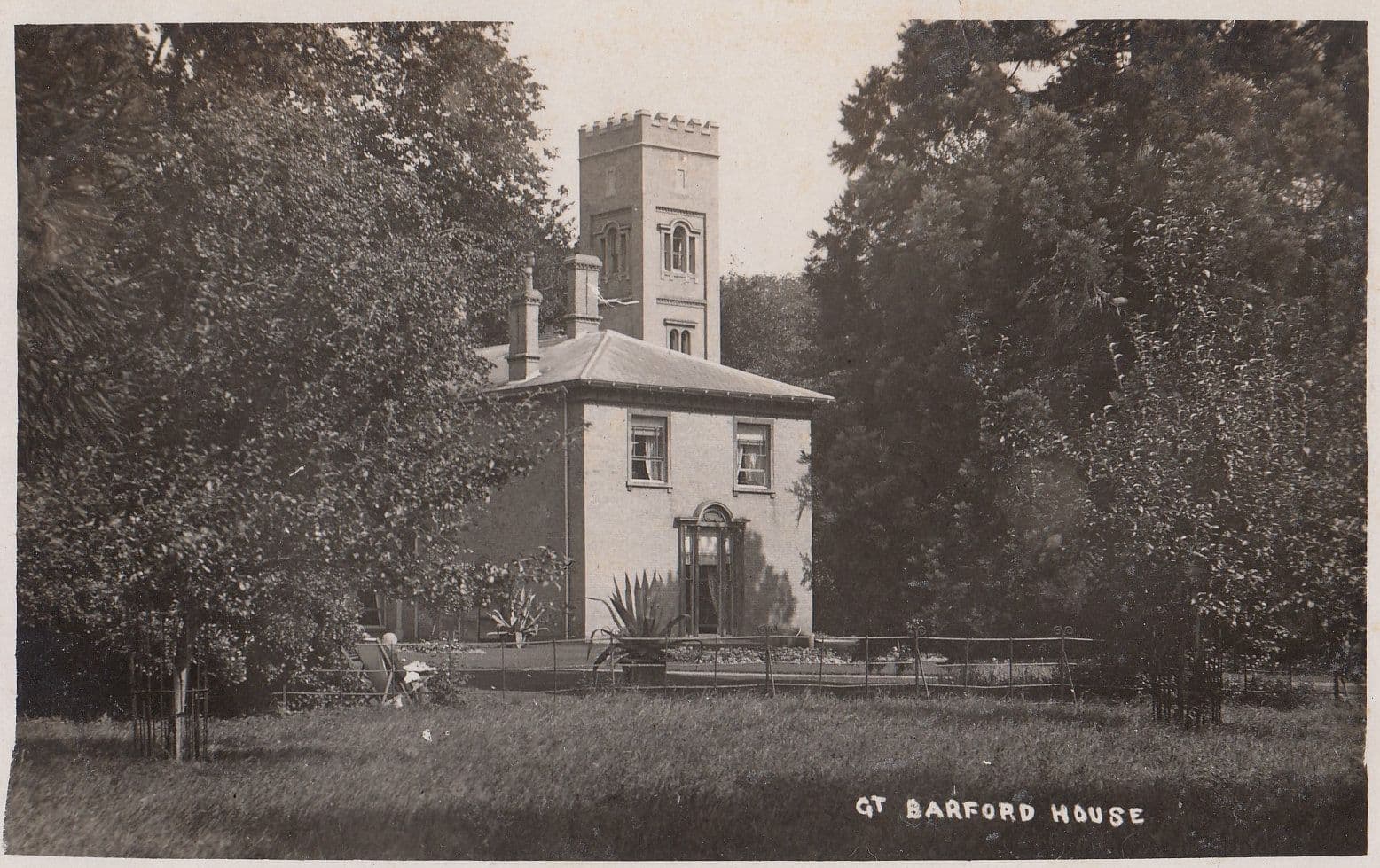 OAP Deck Chair At Great Barford House Bedfordshire Antique Real Photo Postcard