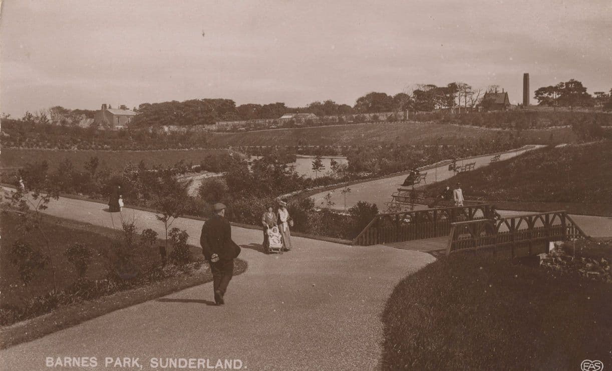 OAP Hands Behind Back Barnes Park Sunderland Old RPC Postcard