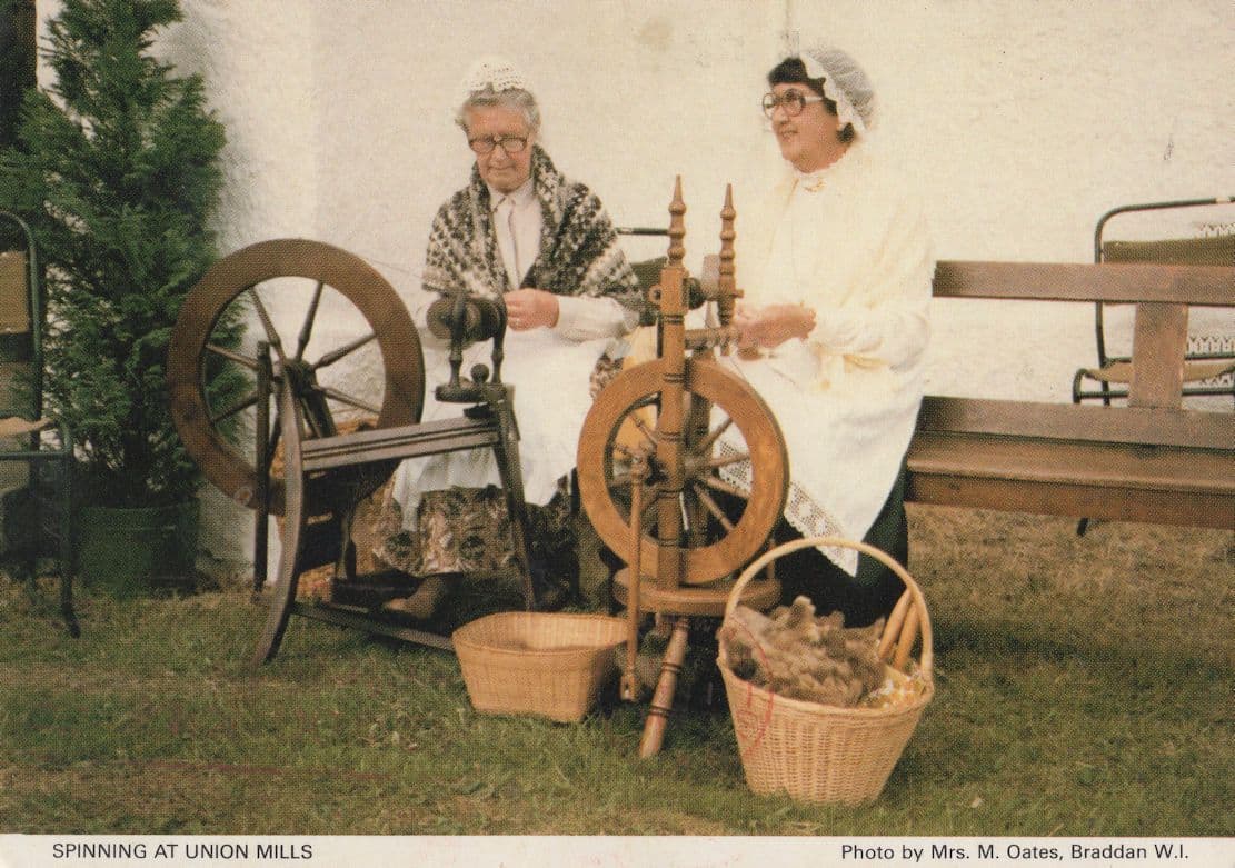 OAPs Sewing Spinning Crafts at Isle Of Man Union Mills Postcard