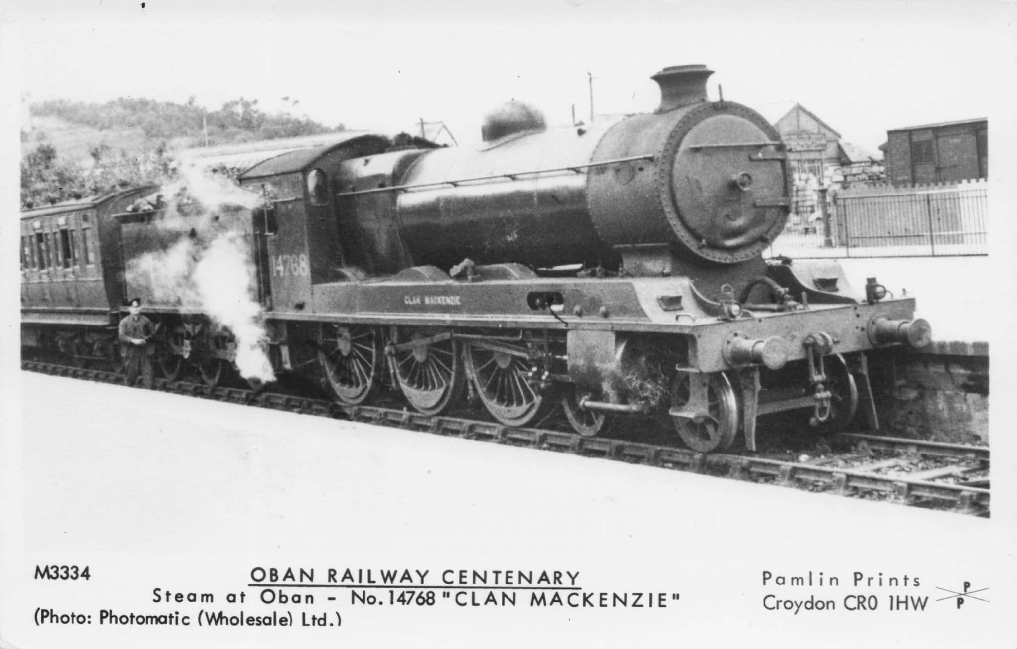 Oban Railway Old Steam Train Clan Mackenzie Pamlin Prints Railway RPC Postcard