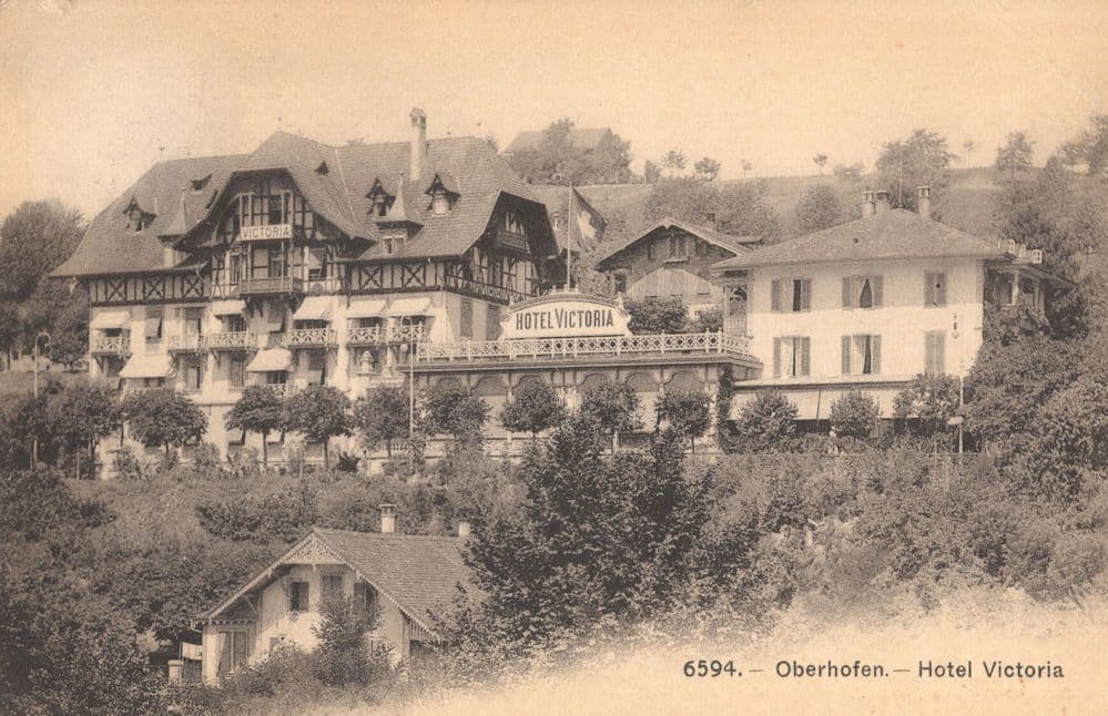 Oberhofen Hotel Victoria 1910 Switzerland From Visitor Postcard