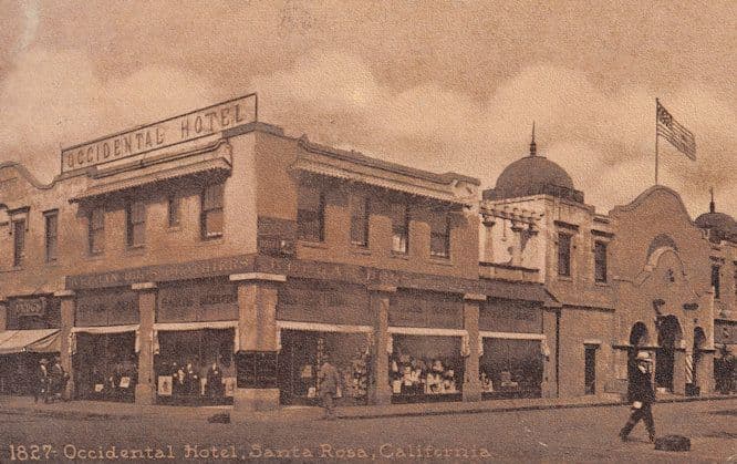 Occidental Hotel Santa Ross Calafornia Antique Rare Postcard