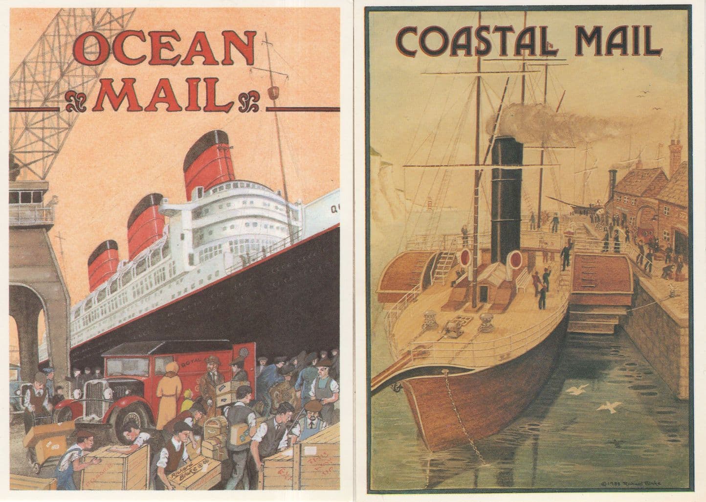 Ocean Coastal Mail Ship Ferry Royal Mail 2x Poster Postcard s