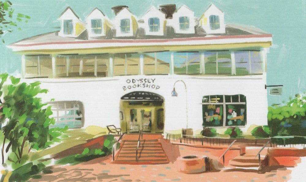 Odyssey Bookstore South Hadley Massachusetts Book Shop Oil Painting Postcard